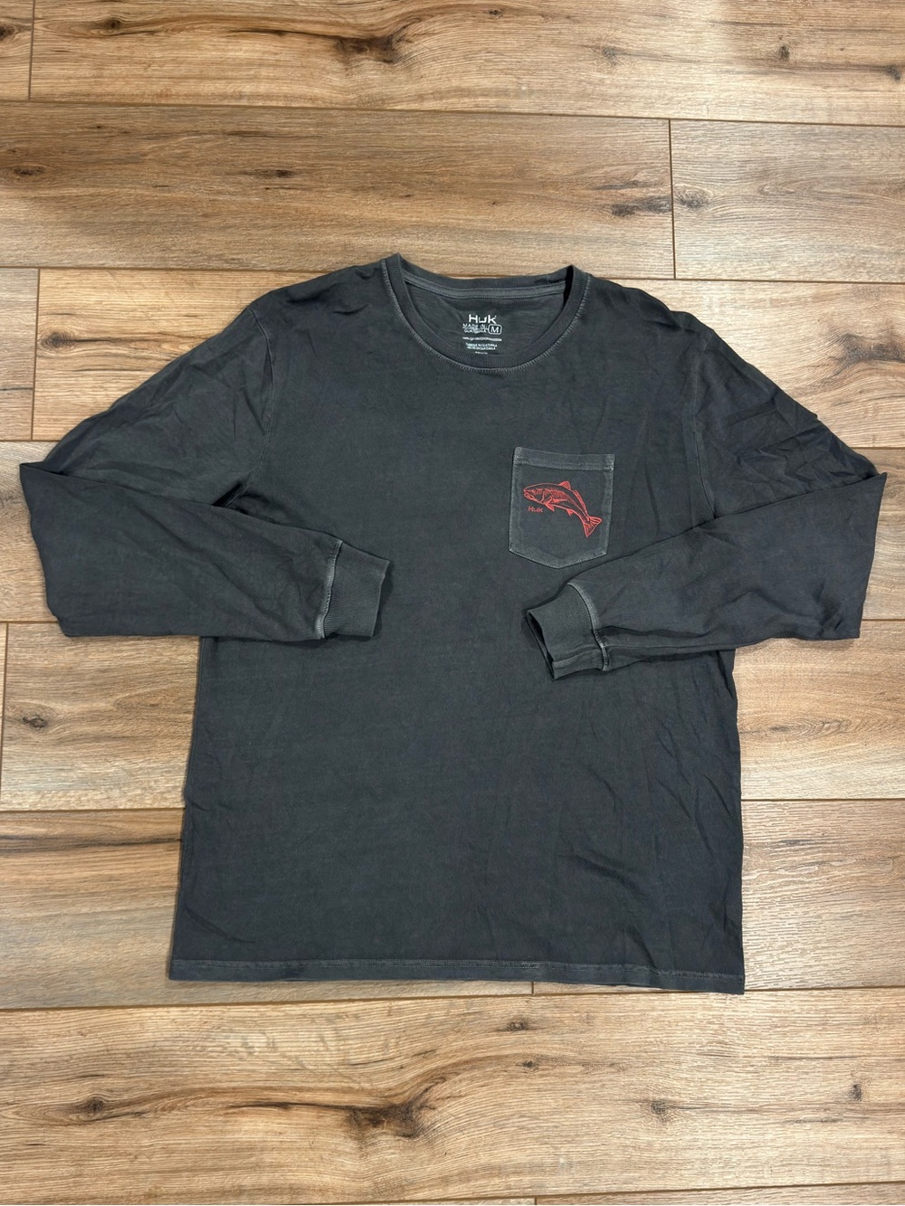 HUK Fishing Casual Heather Gray Long Sleeve | Size Medium